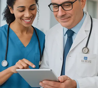 Dr. Sarafa and nurse at Avalon Primary Care